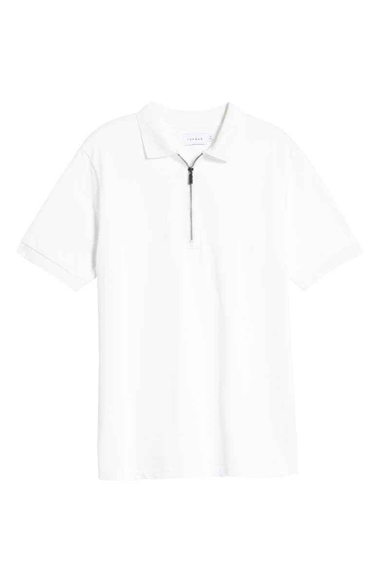 Topman Tonal Cotton Zip Polo, Alternate, color, 