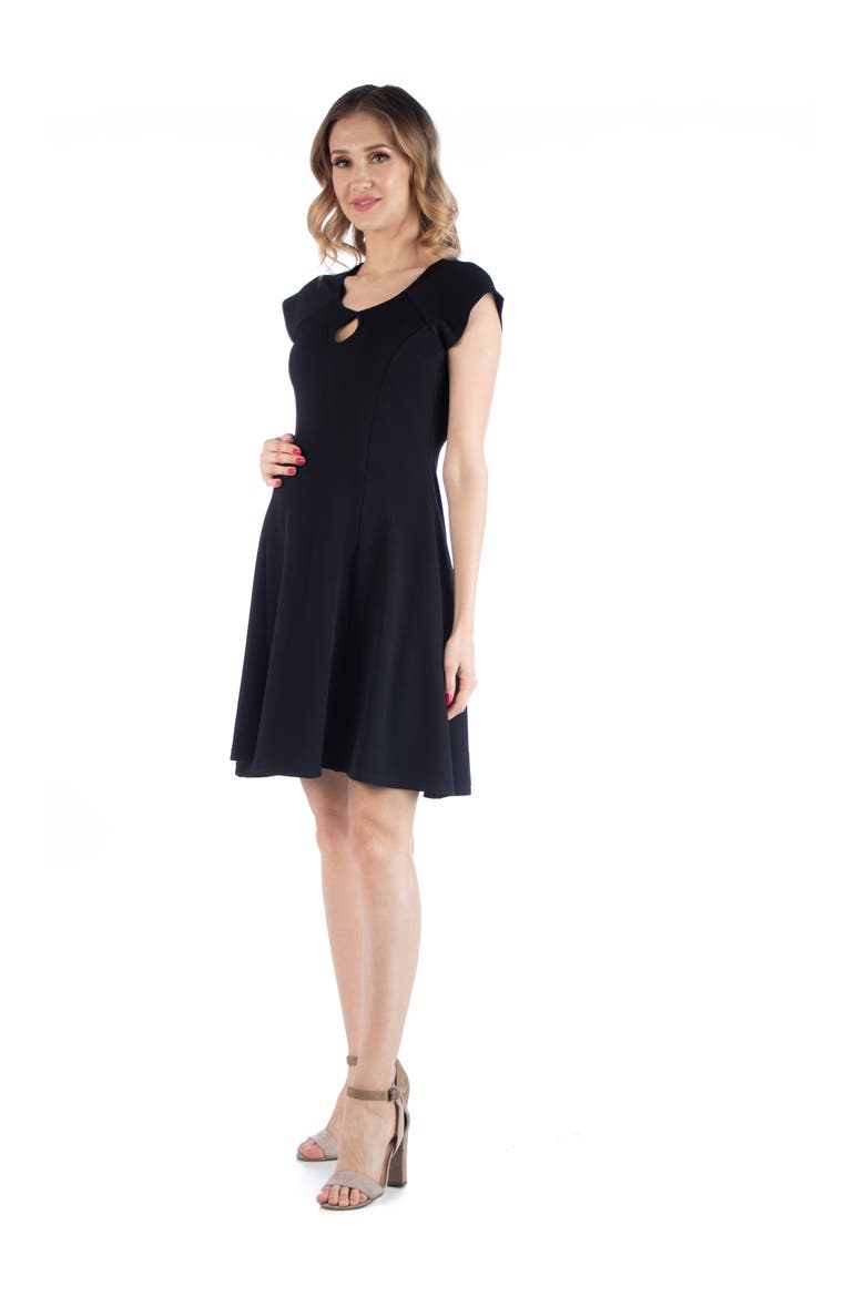 Maternity Dress with Keyhole Neck, Alternate, color, Black