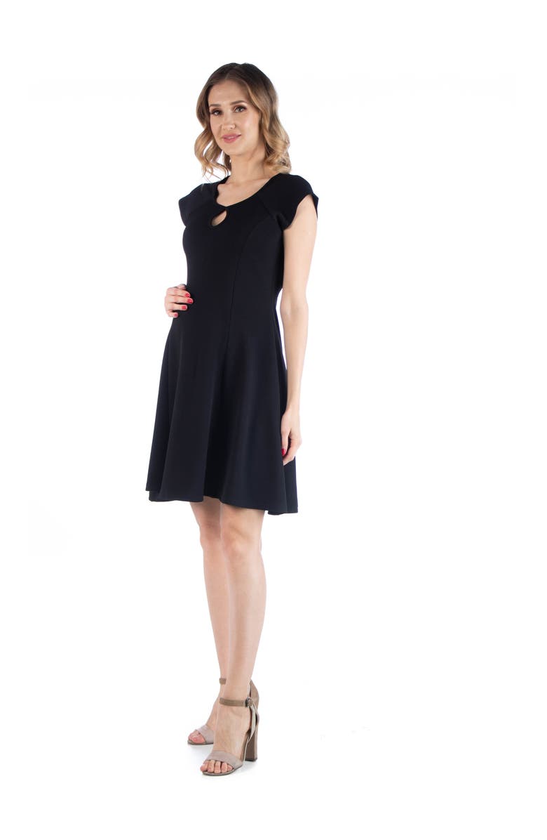 24seven Comfort Apparel Maternity Dress with Keyhole Neck, Alternate, color, Black