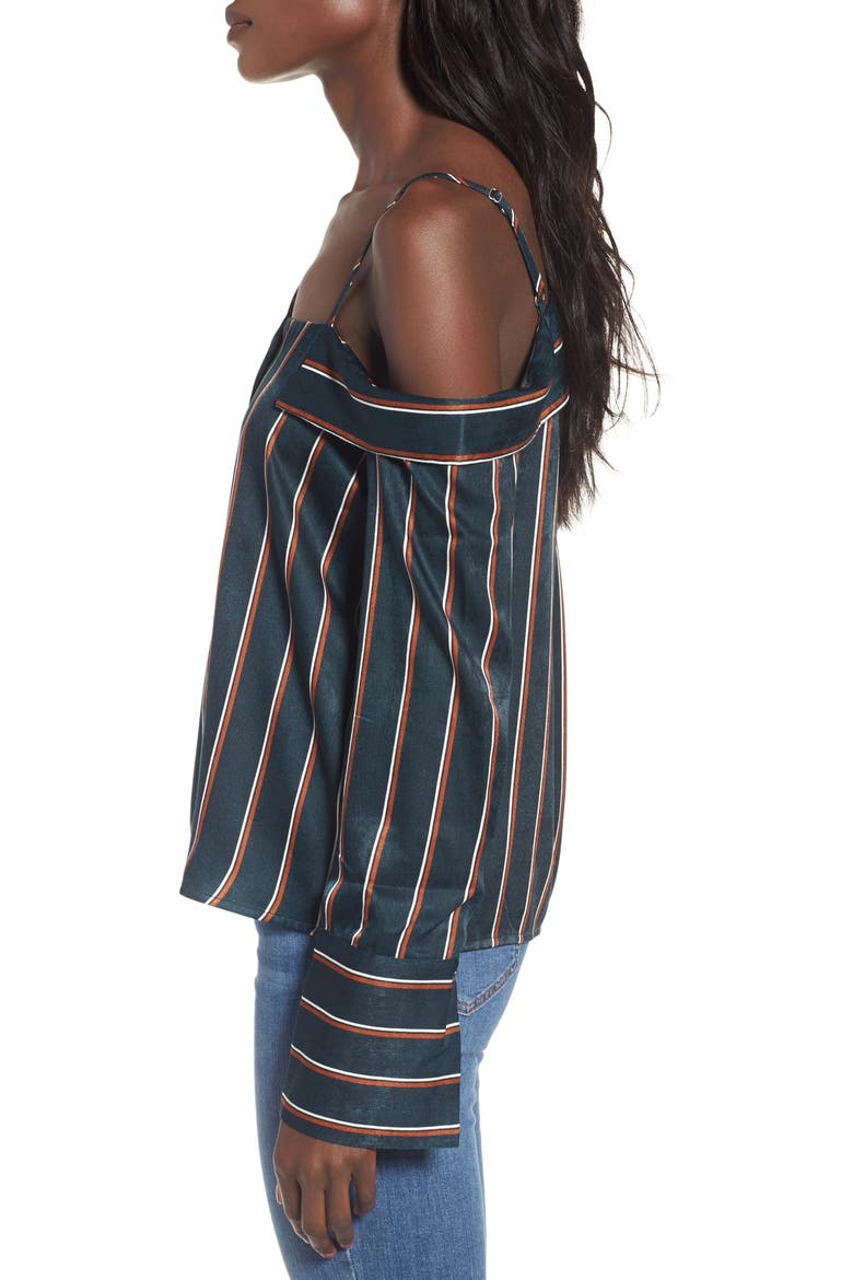 One-Shoulder Stripe Shirt, Alternate, color, GREEN MULTI