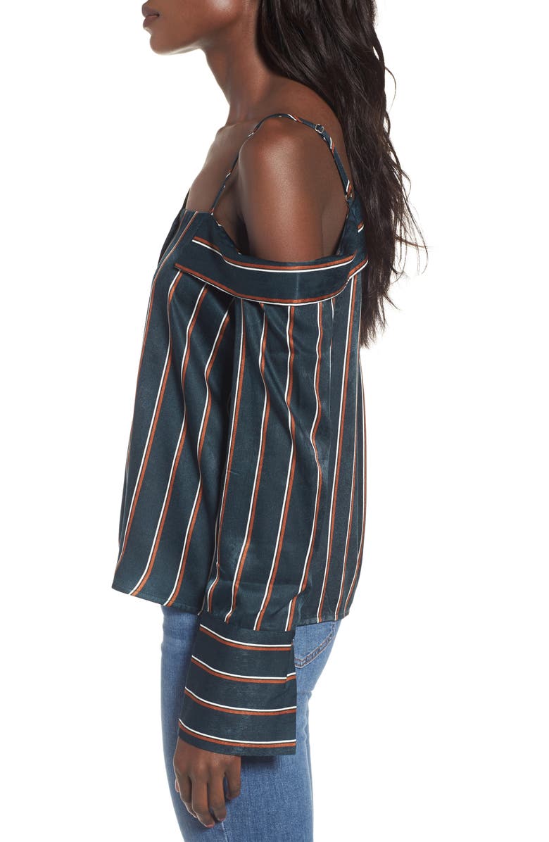 J.O.A. One-Shoulder Stripe Shirt, Alternate, color, 
