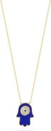 SPHERA MILANO 14K Gold Plated Cubic Zirconia Enamel Hamsa Pendant Necklace
