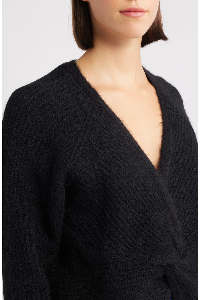 Twist Front Sweater, Alternate, color, BLACK