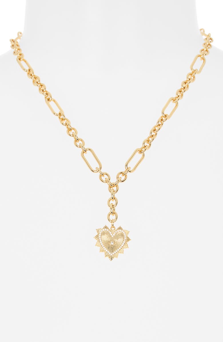 Leith CZ Large Heart Pendant Necklace, Alternate, color, Clear- Gold