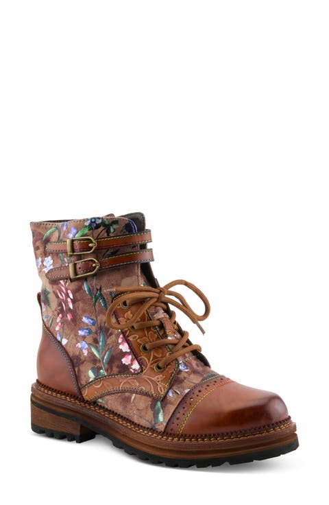 All The Way Floral Lace-Up Bootie
