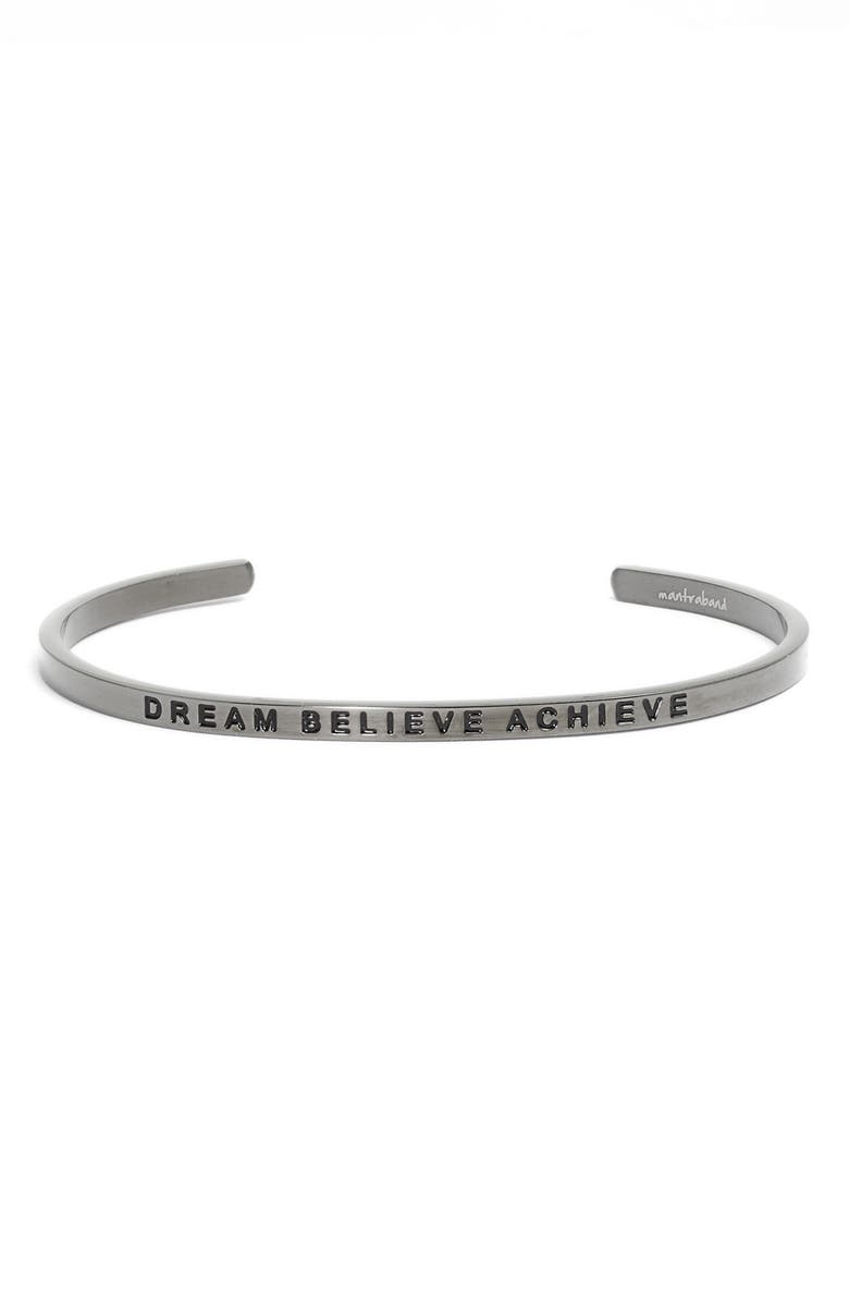 MantraBand<sup>®</sup> 'Dream Believe Achieve' Cuff, Main, color, 