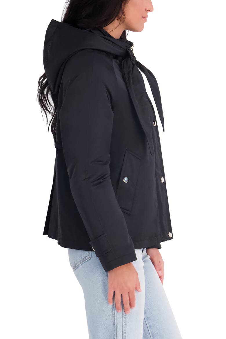 Quilted Satin Jacket with Bow, Alternate, color, BLACK