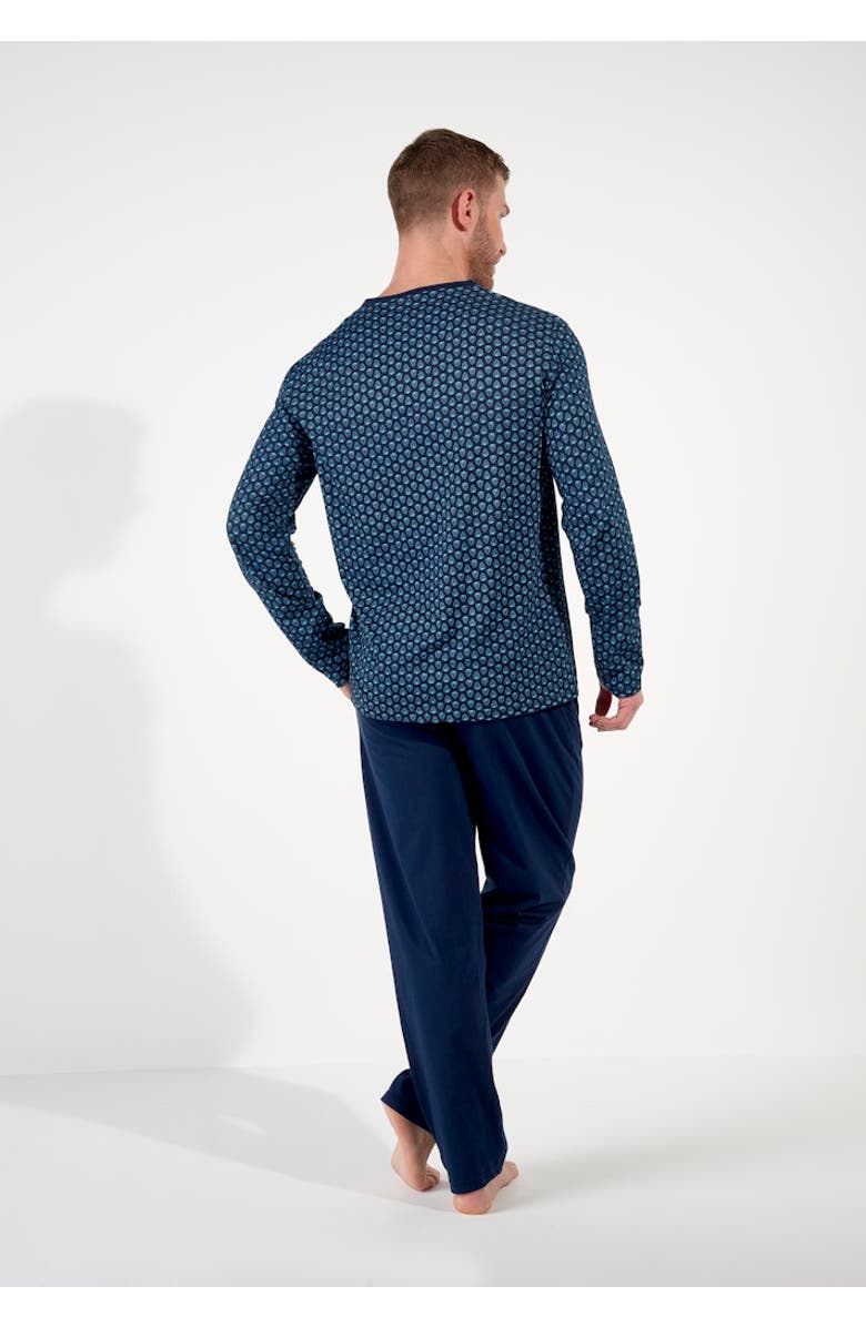 HOM Cairo Long Pajama Set, Alternate, color, Navy Print