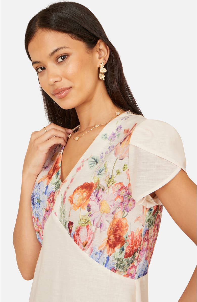 Yumi Border Floral Midi Dress, Alternate, color, Pink