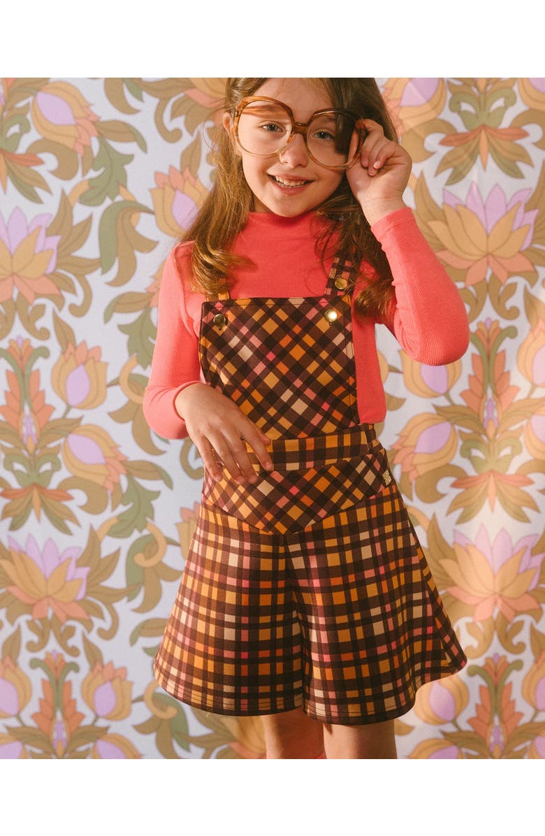 Deux par Deux Little Girl's Milano Shortall Plaid Magenta And Brown, Alternate, color, Pink & Brown Plaid
