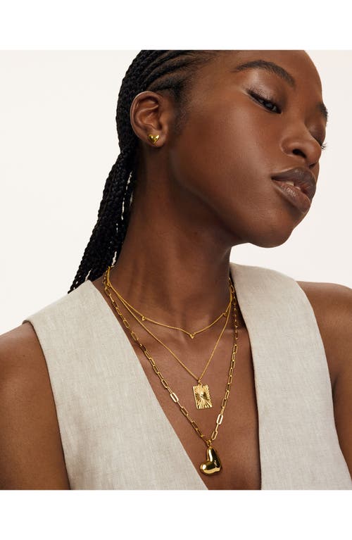 Monica Vinader Gold Heart Stud Earrings In 18k Gold Vermeil