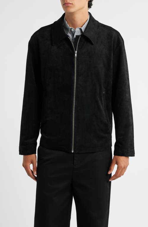 Krost University Faux Suede Jacket In Black