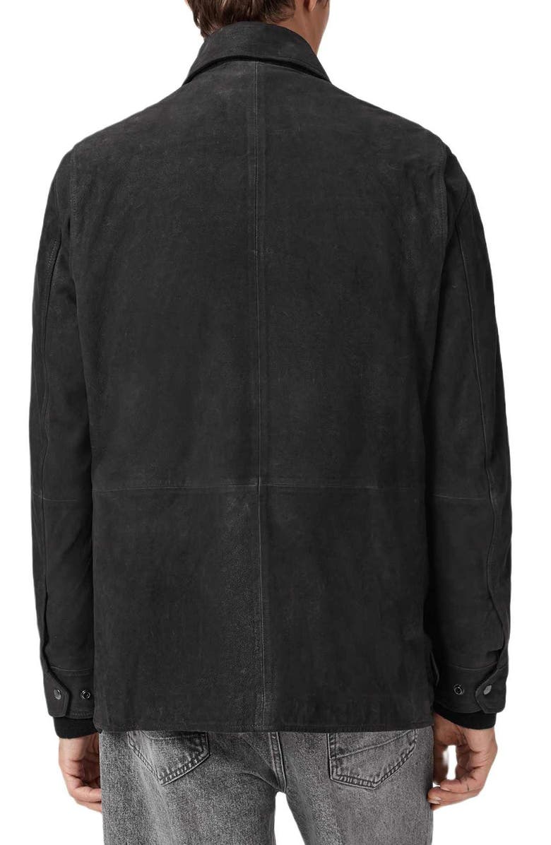AllSaints Bolton Waxed Suede Coat, Alternate, color, Washed Black