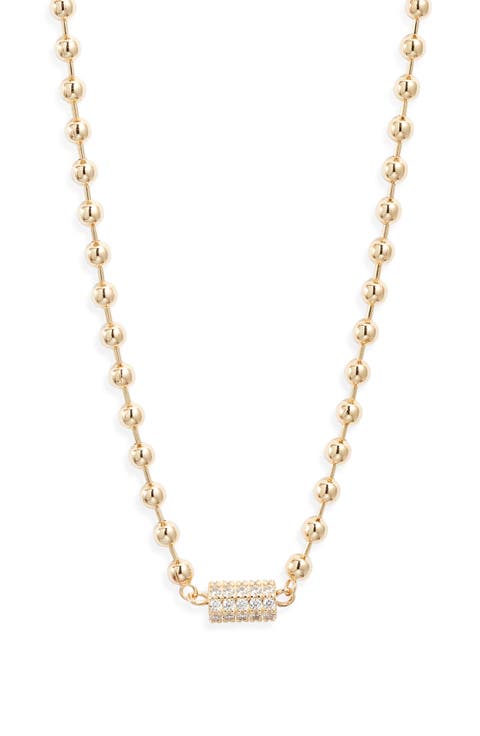 Cubic Zirconia Accent Shot Bead Necklace