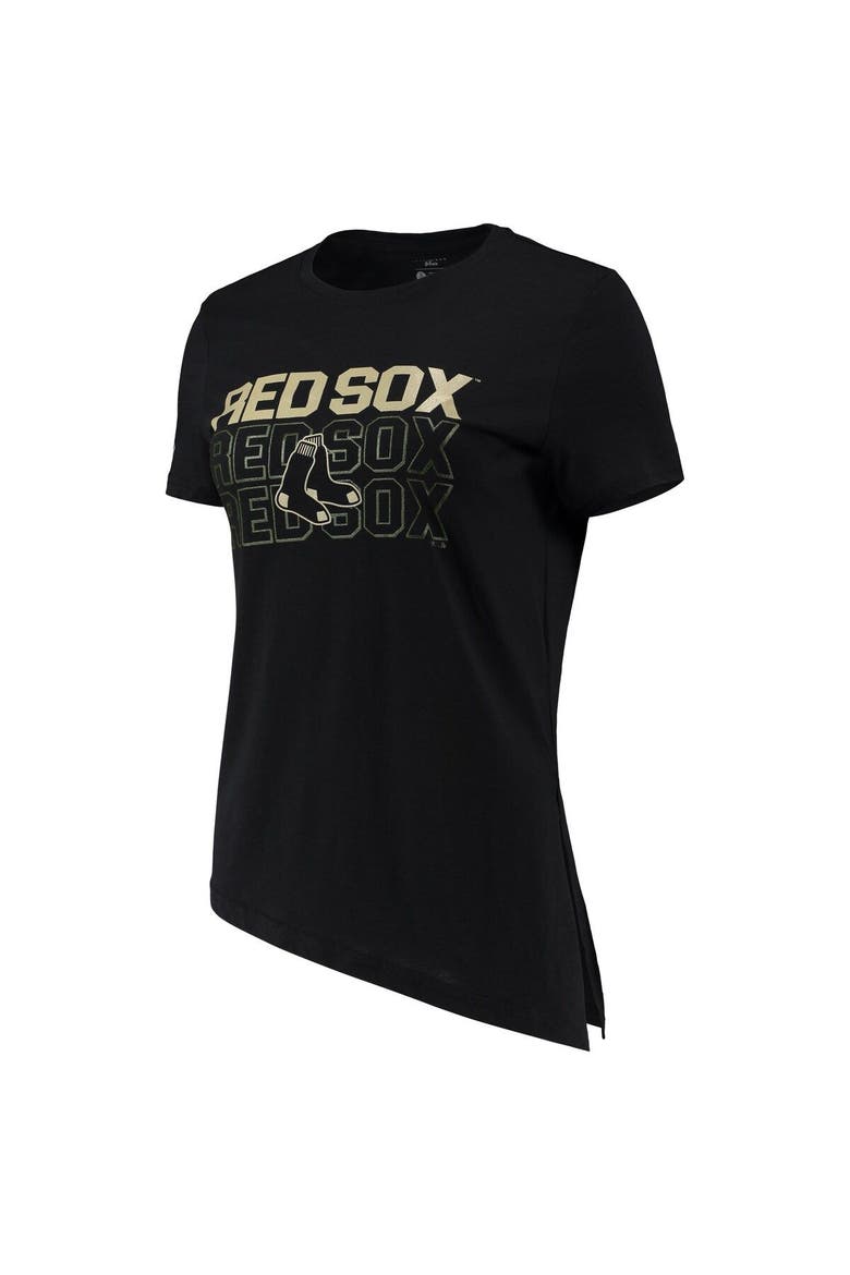 Women's Levelwear Black Boston Red Sox Birch Delta Asymmetrical T-Shirt, Alternate, color, Black