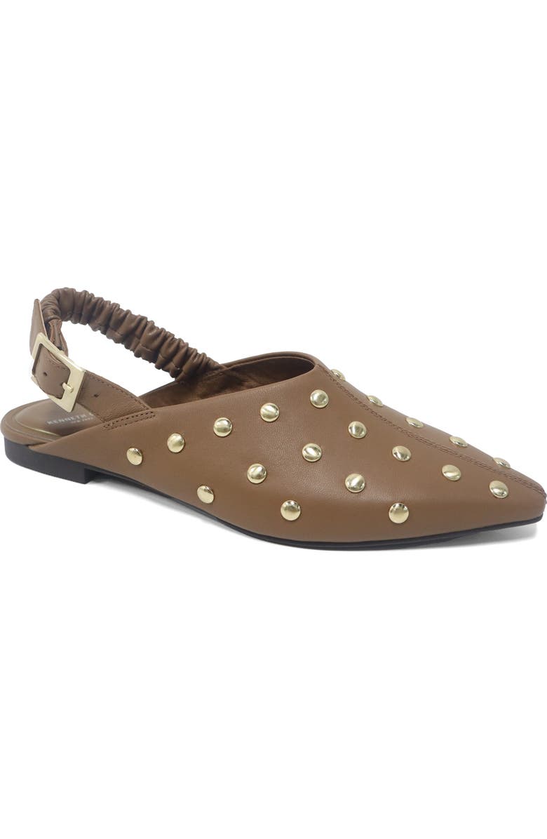 Kenneth Cole Nicola Studded Slingback Mule, Main, color, Brown Leather