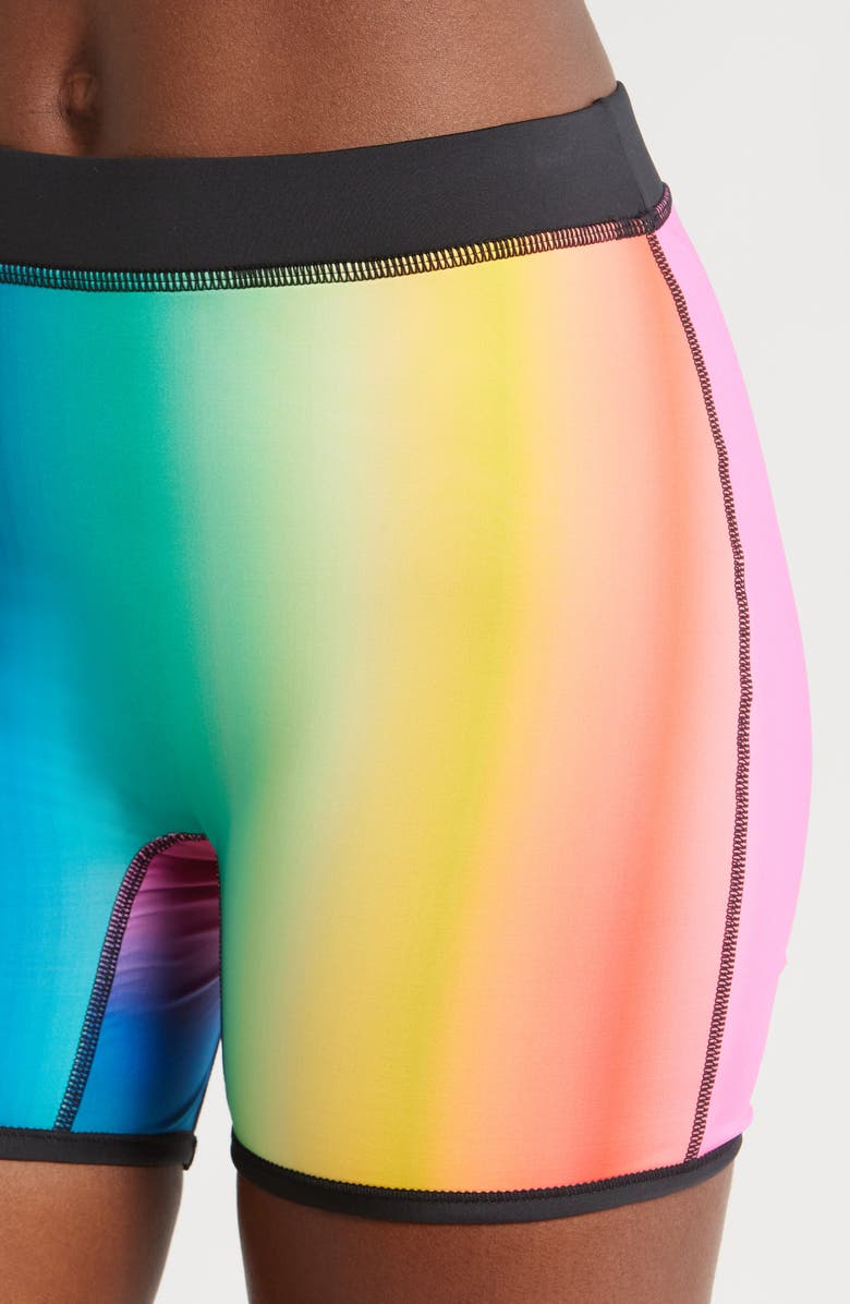 TomboyX 4.5-Inch Reversible Swim Shorts, Alternate, color, Melting Rainbow
