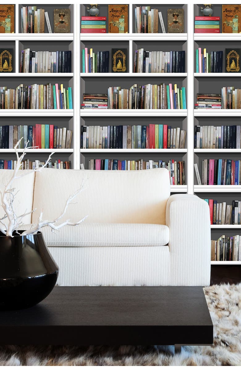 WALPLUS Wall Sticker Decal Wall Art Library Bookshelf Vintage View, Alternate, color,