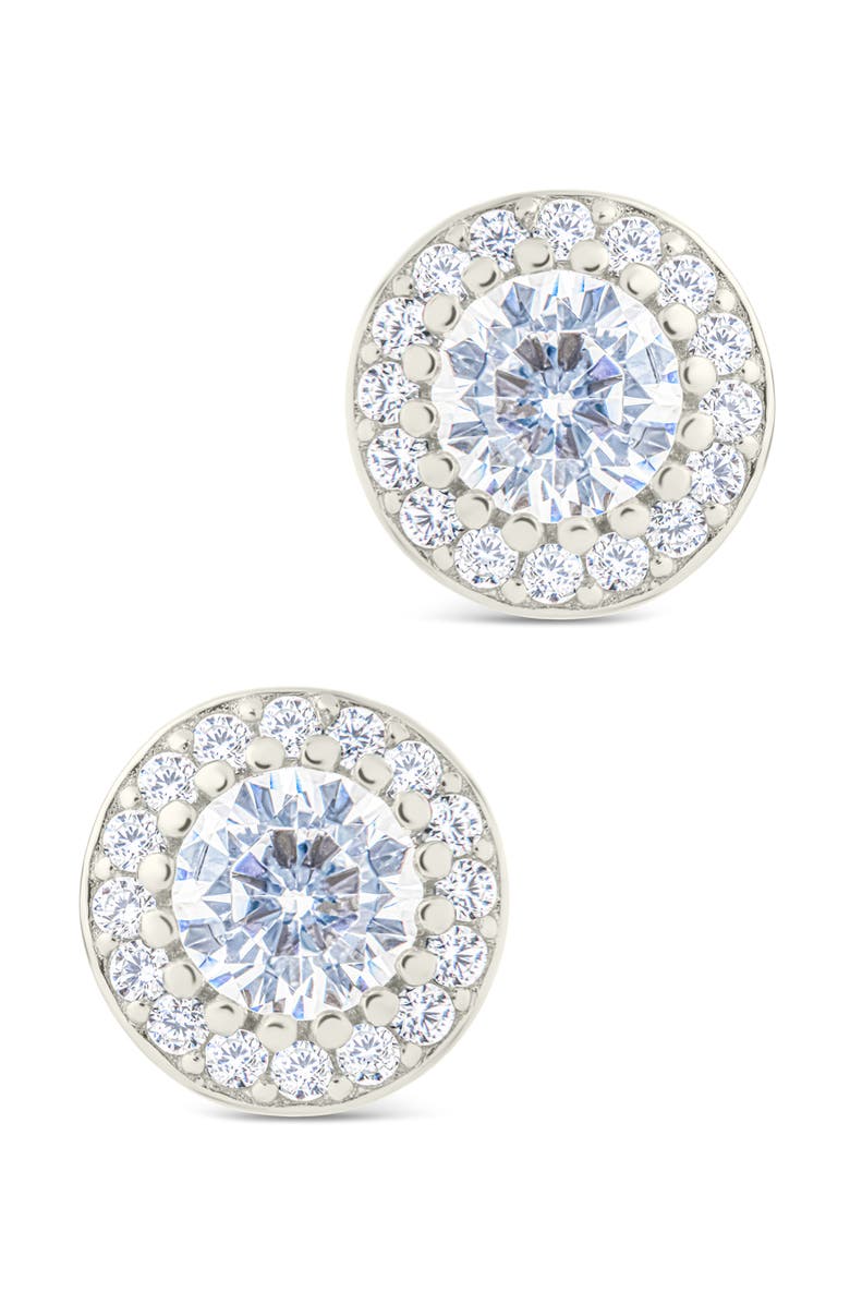 Sterling Forever Round Cut Cubic Zirconia Stud Earrings, Alternate, color, Silver