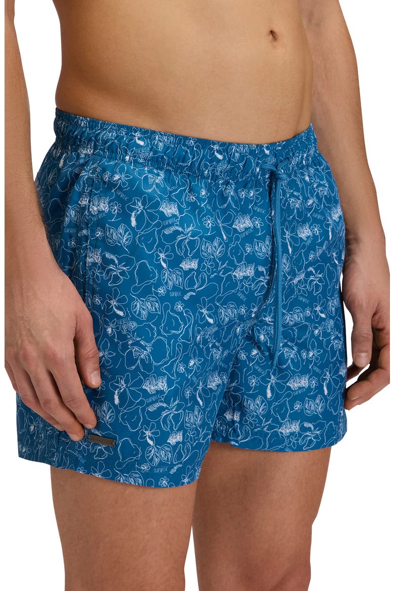 Print Swim Trunks, Alternate, color, FJORD BLUE