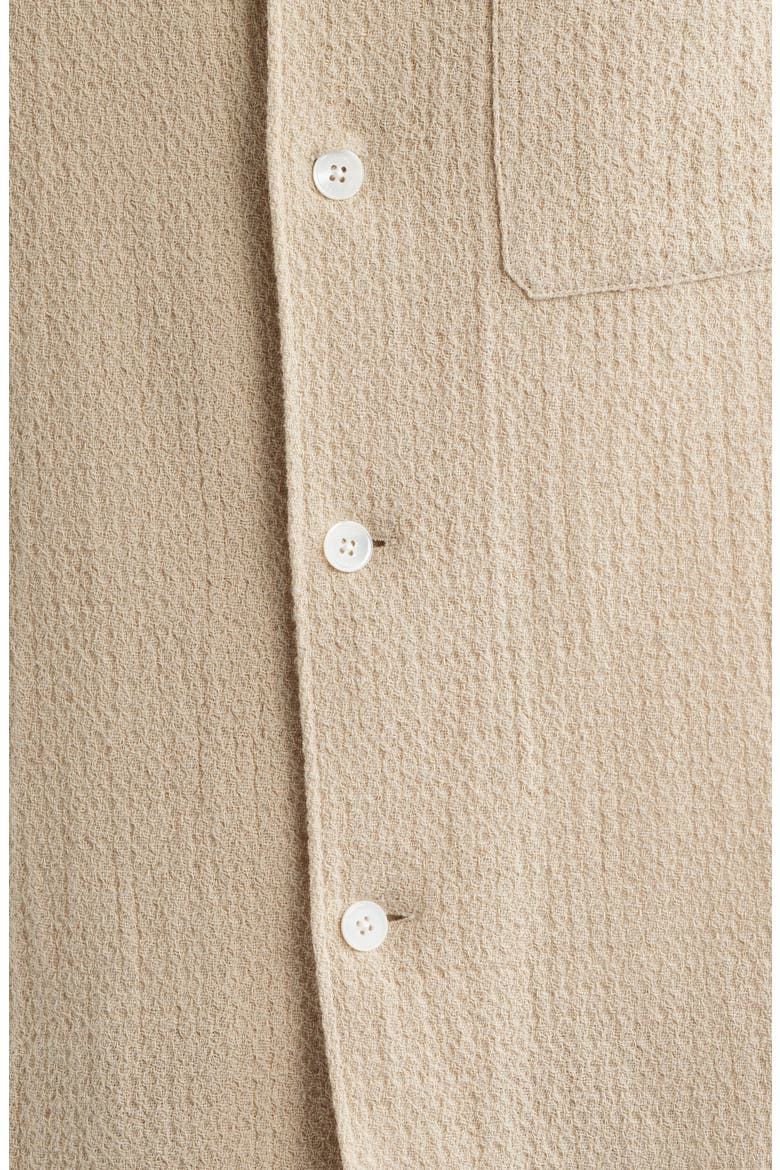 Open Weave Short Sleeve Cotton Blend Button-Up Shirt, Alternate, color, LIGHT STONE