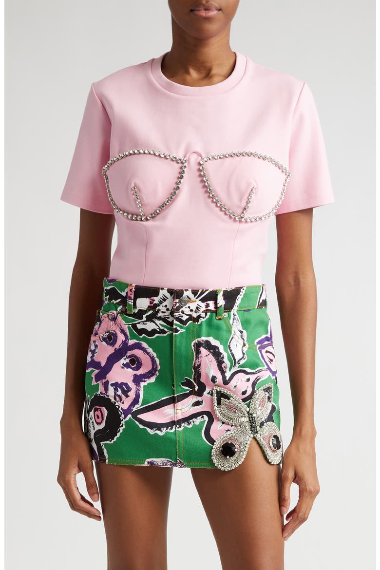 Crystal Bustier Cup T-Shirt, Main, color, PALE PINK