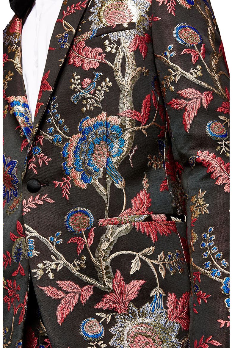 Classic Fit Floral Print Suit Jacket, Alternate, color, BLACK MULTI