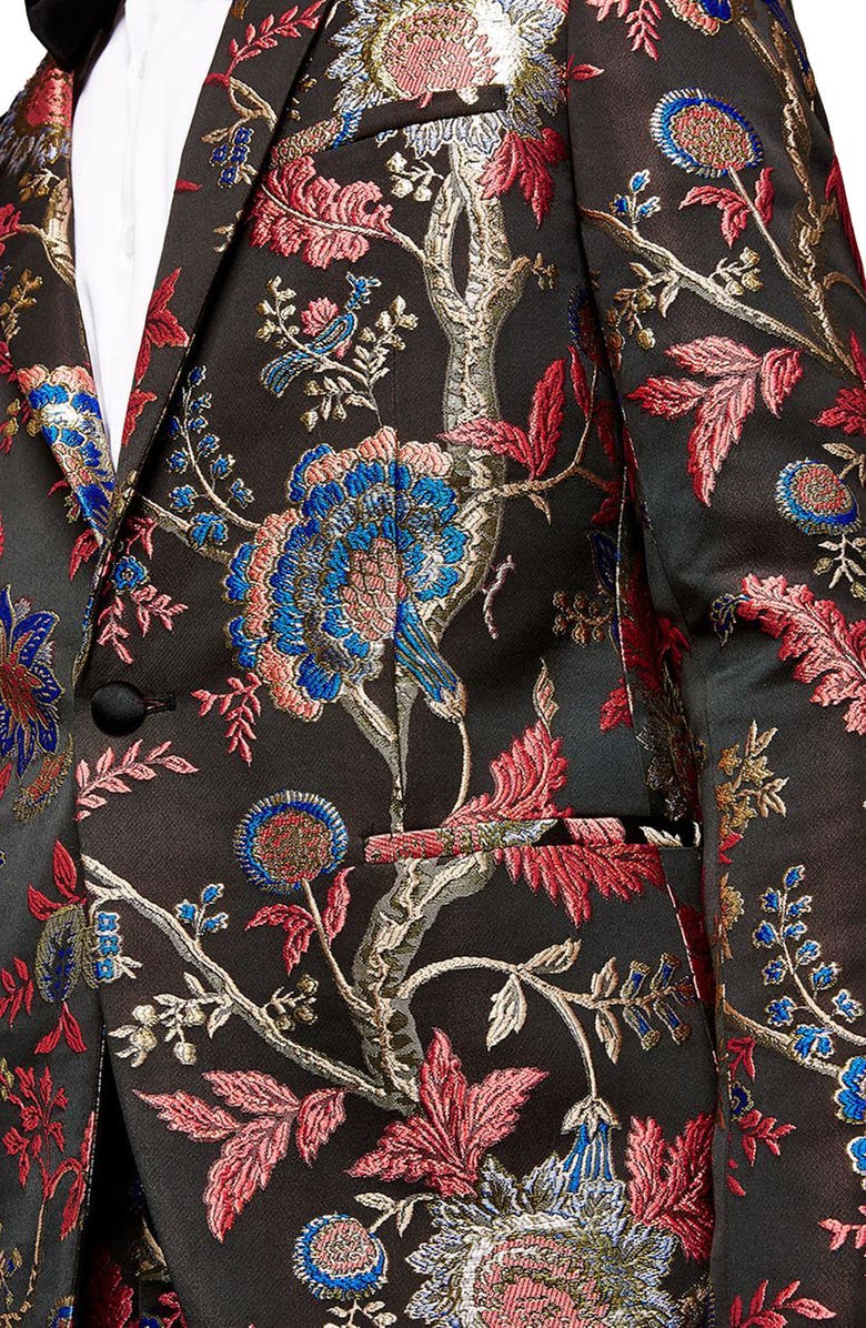 Topman Classic Fit Floral Print Suit Jacket, Alternate, color, 