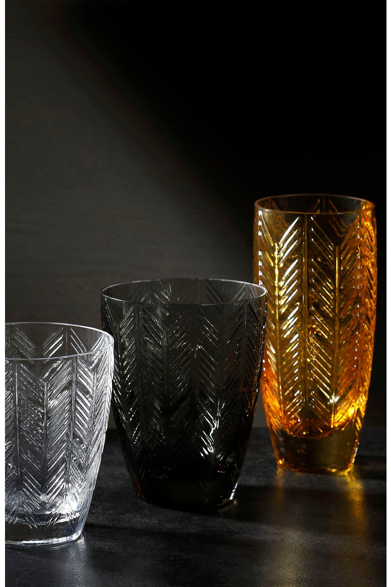 Water Glass ZIG ZAG Set of 6  Grey 11.8 oz, diam. 3.3", H 4", Alternate, color, Grey