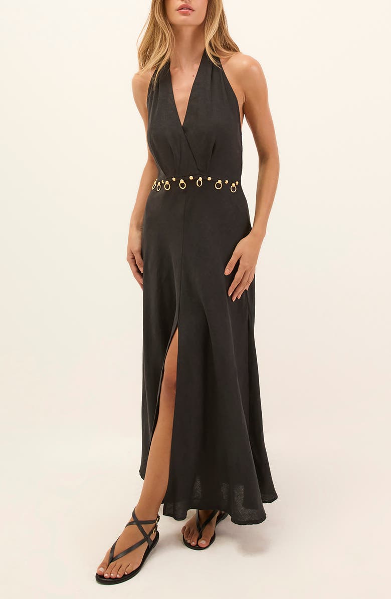 ViX Paula Hermanny Hailey Halter Cover-Up Dress, Main, color, Black