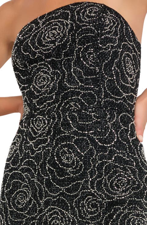 Kait Beaded Strapless Midi Dress