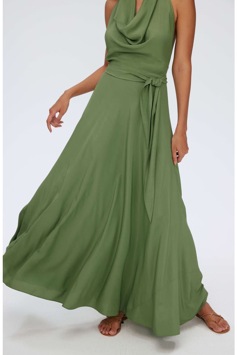 McKibbin Halter Neck Maxi Dress, Alternate, color, MILITARY GREEN