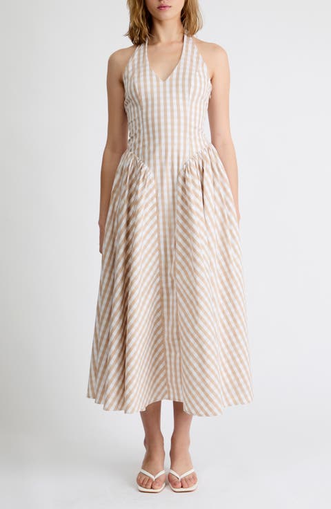 Elodie Gingham Halter Dress
