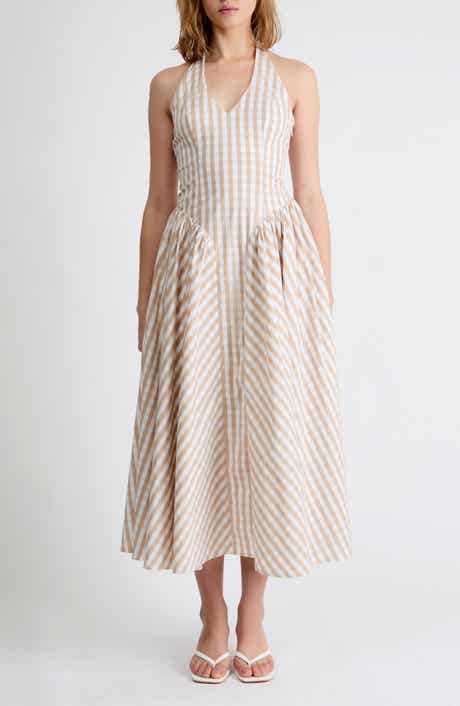 Elodie Gingham Halter Dress