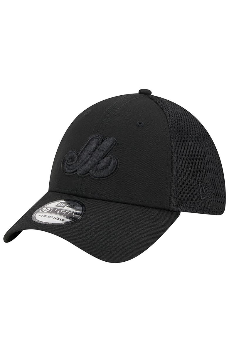 New Era Men's New Era Montreal Expos Black-on-Black Neo Mesh 39THIRTY Flex Hat, Alternate, color, 