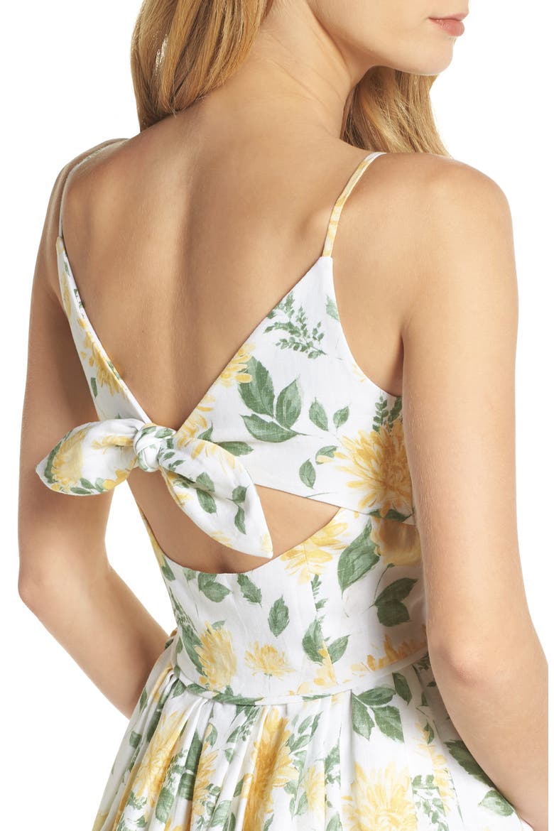 Abigail Painted Aster Fit & Flare Sundress, Alternate, color, ECRU MAIZE
