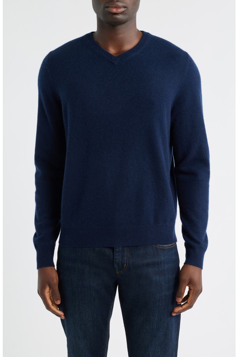 Cashmere V-Neck Sweater, Main, color, NAVY NIGHT