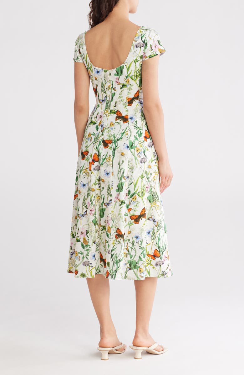 Avec Les Filles Floral Linen Blend Fit & Flare Dress, Alternate, color, 