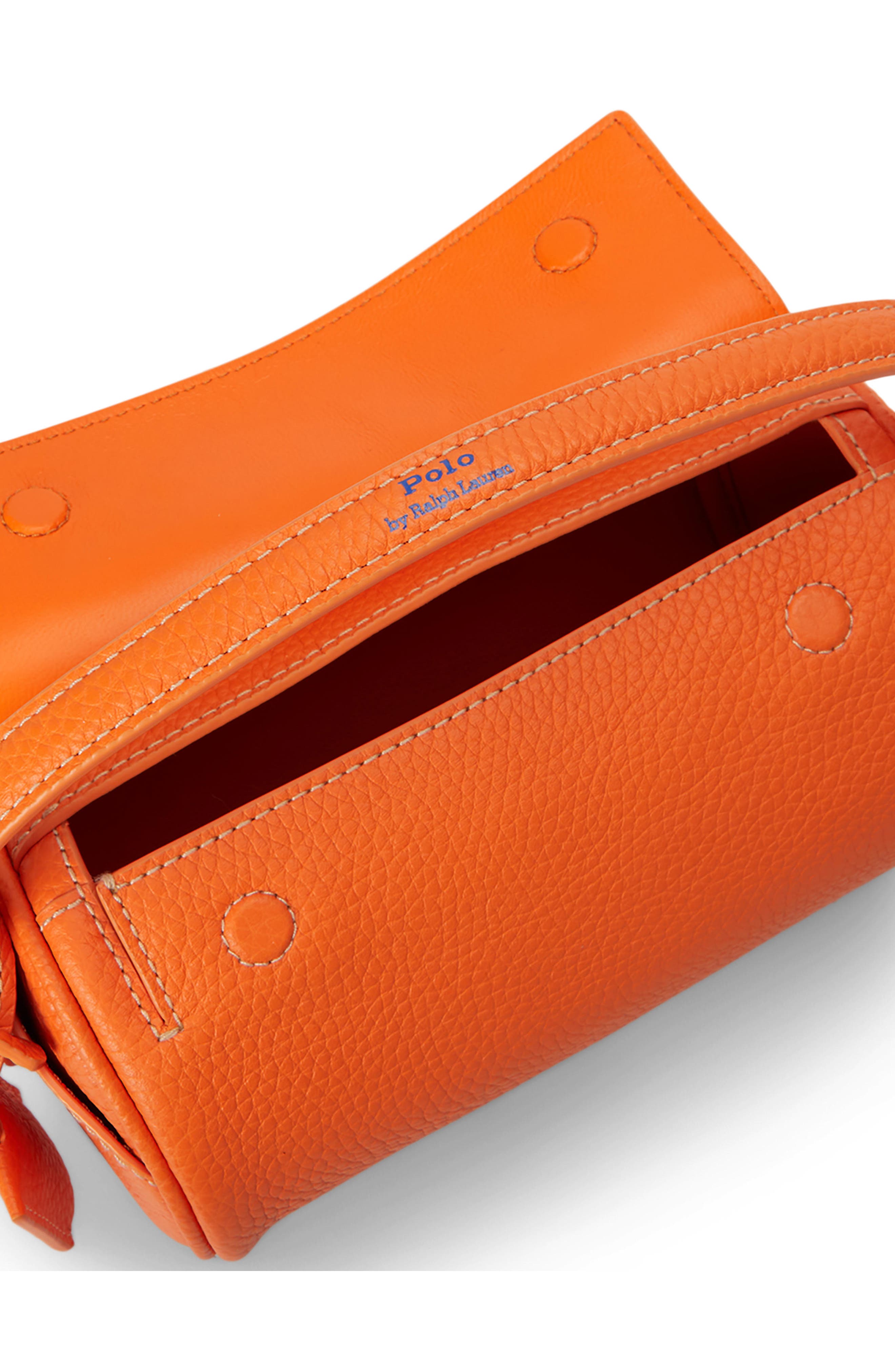 Pebbled Leather Mini Duffel Bag, Alternate, color, ORANGE PEEL