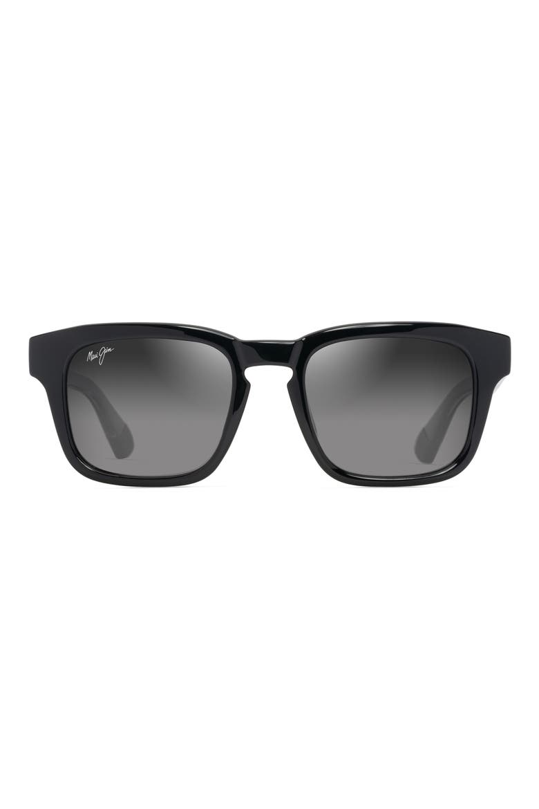 Maluhia 52mm Gradient PolarizedPlus2® Square Sunglasses, Main, color, SHINY BLACK W/TRANS LIGHT GREY