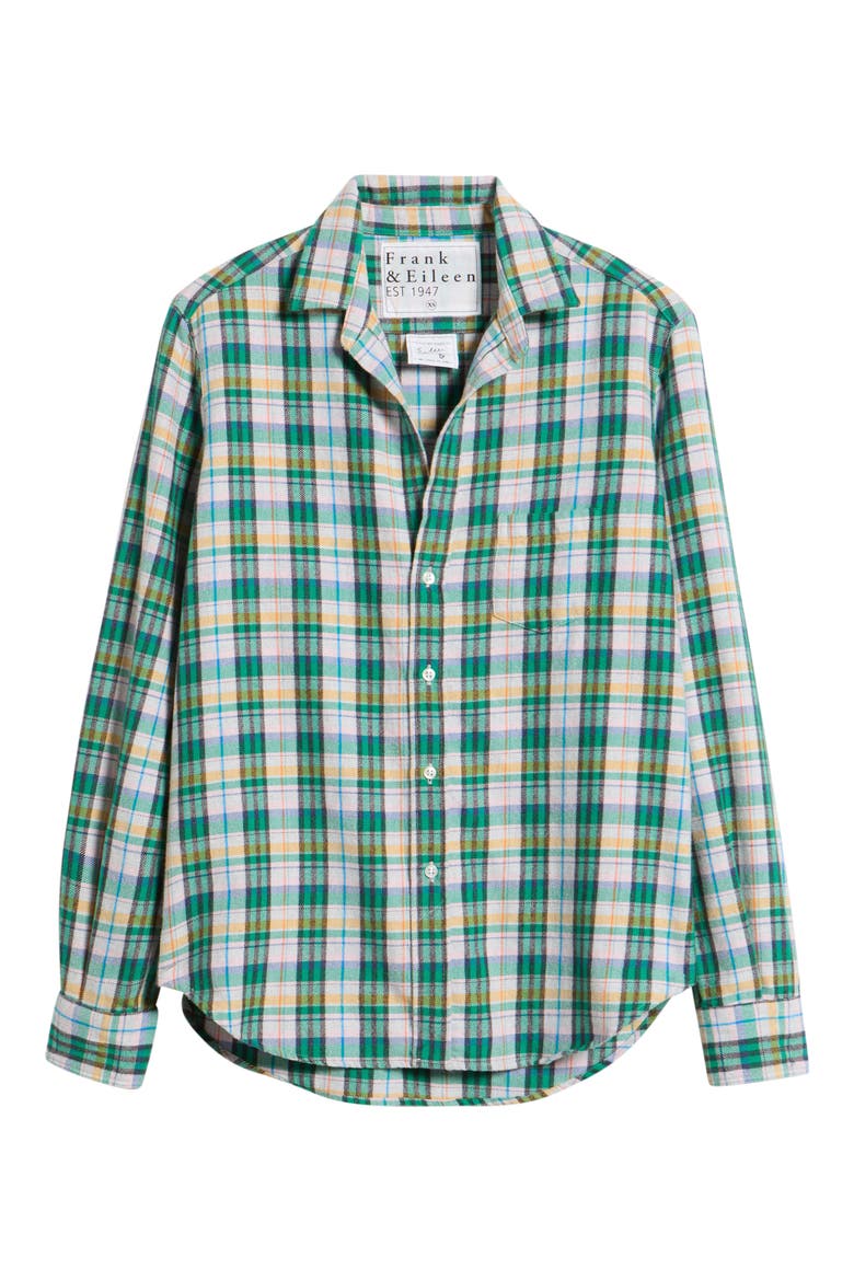 Eileen Relaxed Button Up Shirt, Alternate, color, GREEN PINK BLUE BLACK PLAID