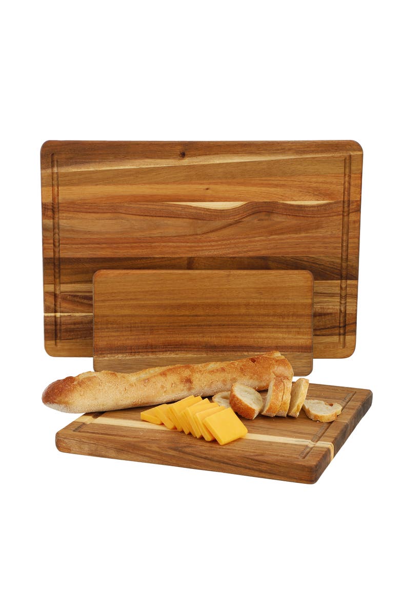 Megachef 3 Piece Acacia Wood Cutting, Prep and Serving Boards, Main, color, Acacia
