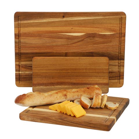 3 Piece Acacia Wood Cutting, Prep and Serving Boards