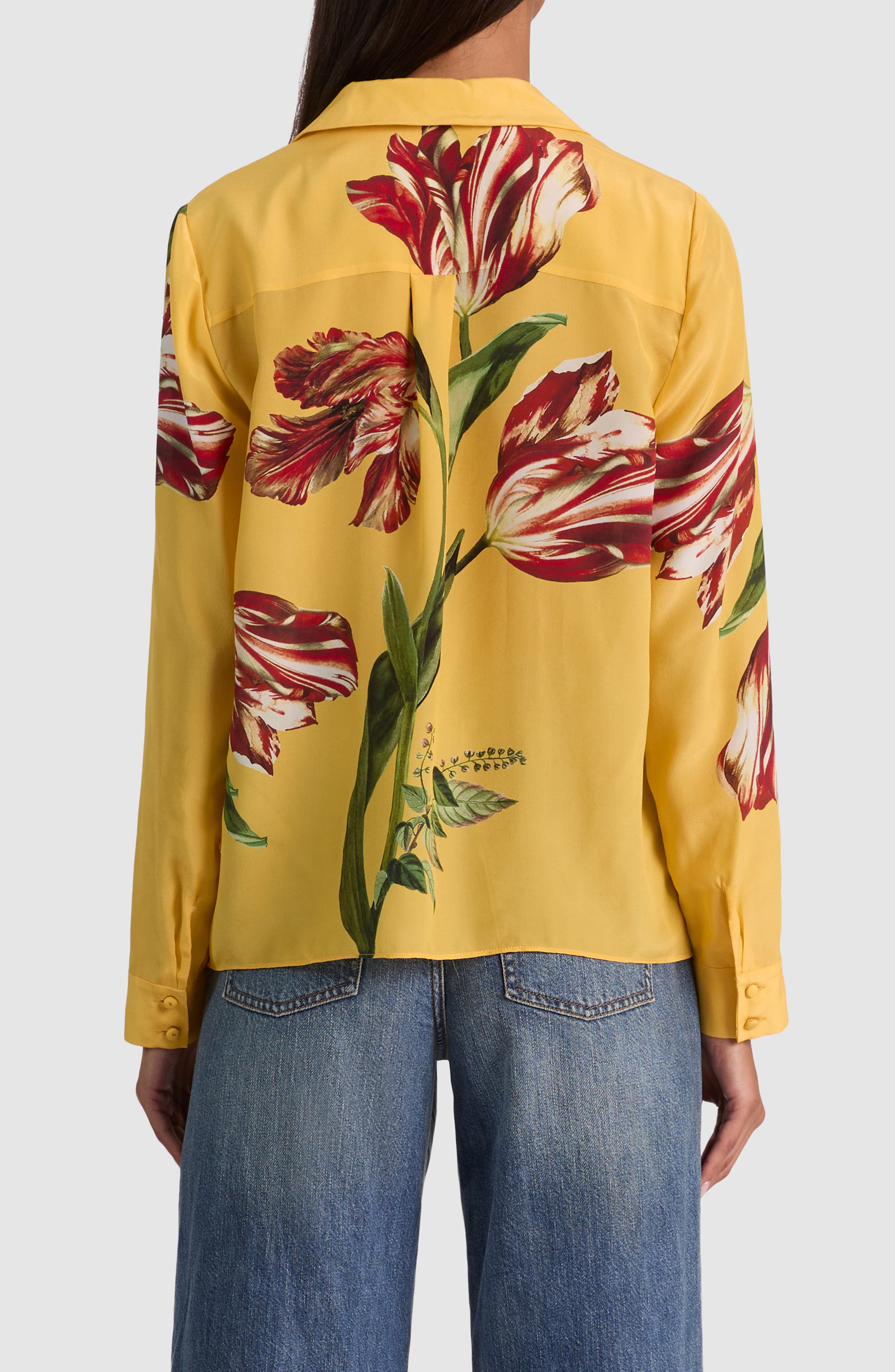 ALICE + OLIVIA Eloise Tulip Print Silk Shirt (Women) | Nordstrom