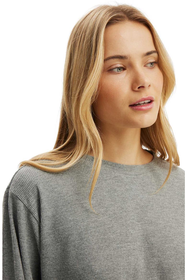 Women's Super Soft Waffle Long Sleeve Top, Alternate, color, Mid Grey Marle