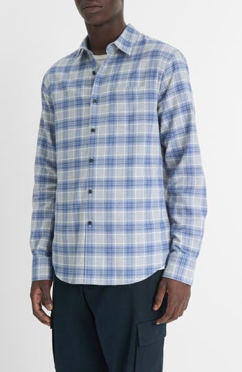 Vince Vineyard Plaid Button-up Shirt In Blue