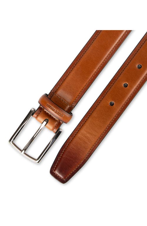Cole Haan Burnished Edge Leather Belt In Brown