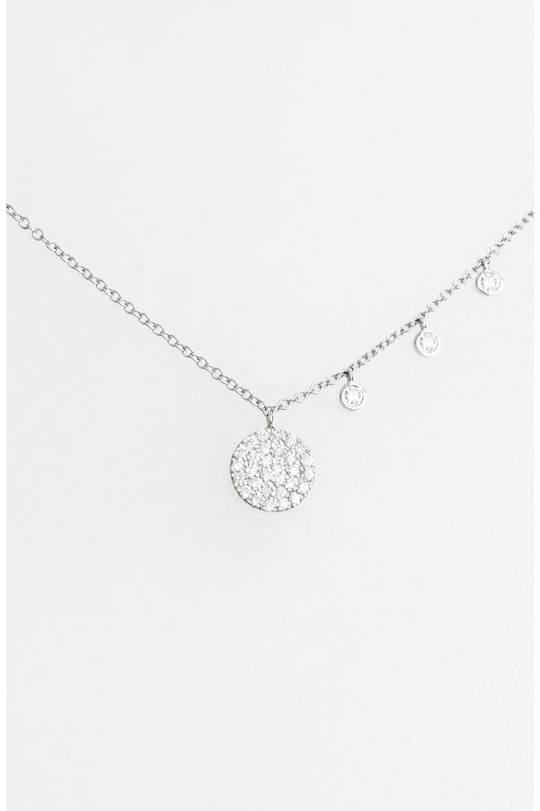 Dazzling Diamond Disc Pendant Necklace, Main, color, WHITE GOLD