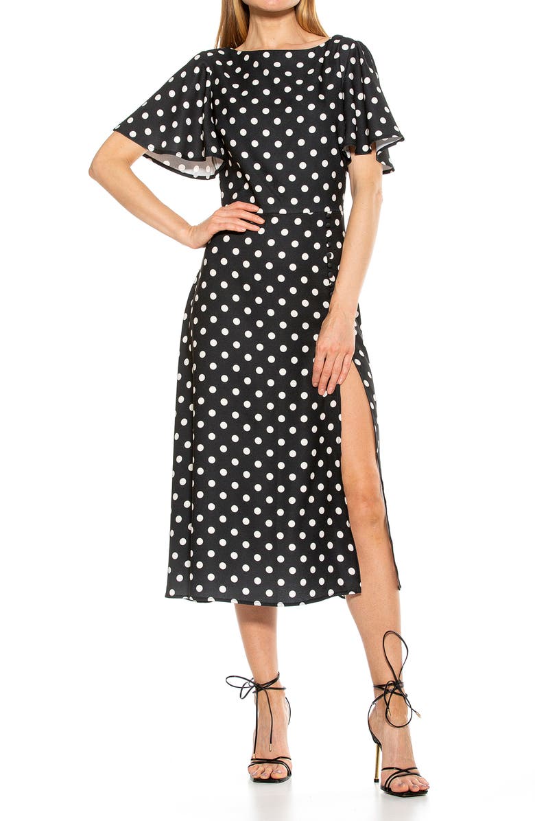 Alexia Admor Boatneck Flutter Sleeve Fit N Flare Dress, Alternate, color, 