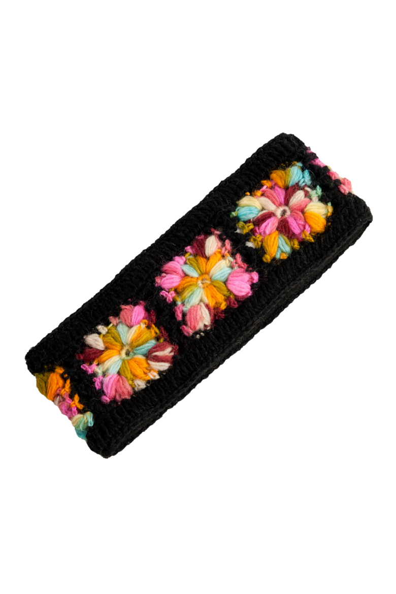 Flower Crochet Headband- MULTI's, Main, color, Black Multi